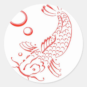 Sticker Rond Design moderne de Red Koi