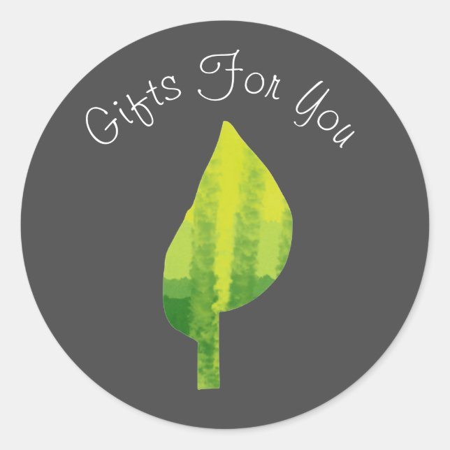 Sticker Rond Design moderne Leaf Marque d'entreprise cadeau (Devant)