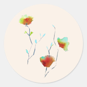 Sticker Rond Design moderne simple d'art floral abstrait