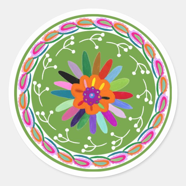 Sticker Rond Design Otomi moderne (Devant)