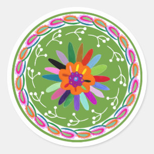 Sticker Rond Design Otomi moderne