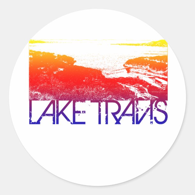 Sticker Rond Design Skyline du lac Travis (Devant)