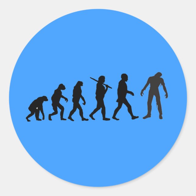 Sticker Rond Design T-shirt Zombie Evolution (Devant)