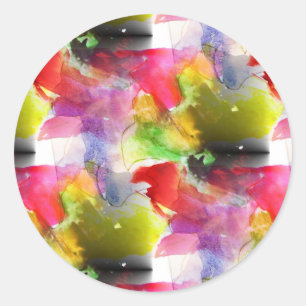 Sticker Rond Design texture red, yellow watercolor