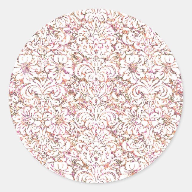 Sticker Rond Design vintage rose pâle (Devant)