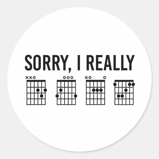 Sticker Rond Désolé, je suis vraiment DGAF Guitar Chords Drôle (Devant)