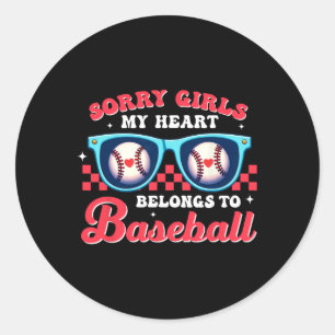 Sticker Rond Désolé Les Filles Mon Coeur Appartient À Baseball 