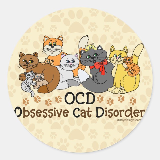 Sticker Rond Désordre obsédant de chat d'OCD (Devant)