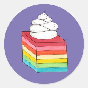Sticker Rond Dessert de salade rétro-arc-en-ciel de sept couche