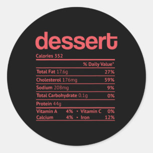 Sticker Rond Dessert Nutrition Fact Drôle Thanksgiving Christma