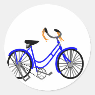 Sticker Rond Dessin à vélo, style années 50
