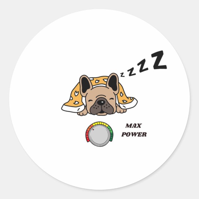 Sticker Rond dessin amusant d'un bâton de couchage pour bulldog (Devant)