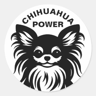 Sticker Rond Dessin animé de Chihuahua mignon à poils longs