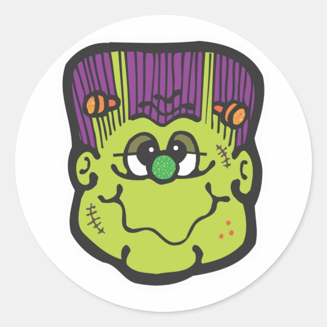Sticker Rond dessin animé frankenstein (Devant)