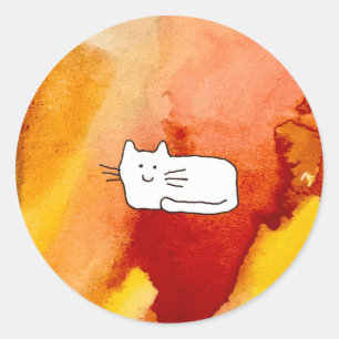 Sticker Rond Dessin au trait de chat de dessin animé