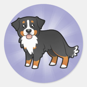 Sticker Rond Dessin Bernese Mountain Dog