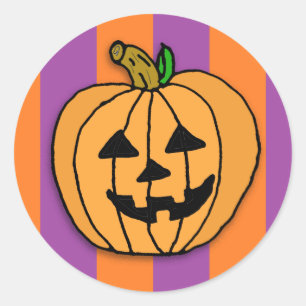 Sticker Rond Dessin Citrouille mignon Halloween