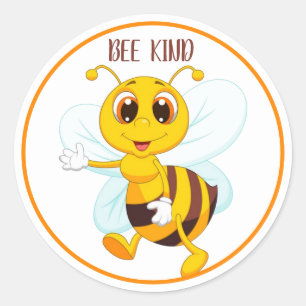 Sticker Rond Dessin d'abeilles Jaunes Noires
