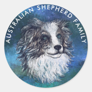 Sticker Rond Dessin de berger australien