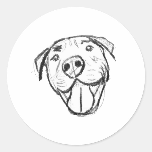 Sticker Rond dessin de bulle simple amoureux de les chiens noir (Devant)