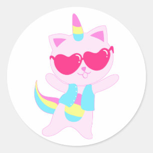 Sticker Rond Dessin de caricature magique pour chats - Choisir 