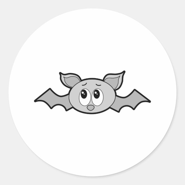Sticker Rond Dessin de chauve-souris gris. (Devant)