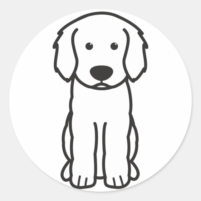 Sticker Rond Dessin de chien de Labradoodle (Devant)