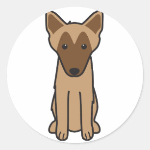 Sticker Rond Dessin de Chien Malinois