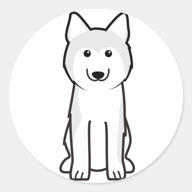 Sticker Rond Dessin de Chien Sibérie Husky (Devant)
