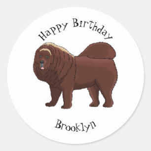 Sticker Rond dessin de Chien Tibétain Mastiff