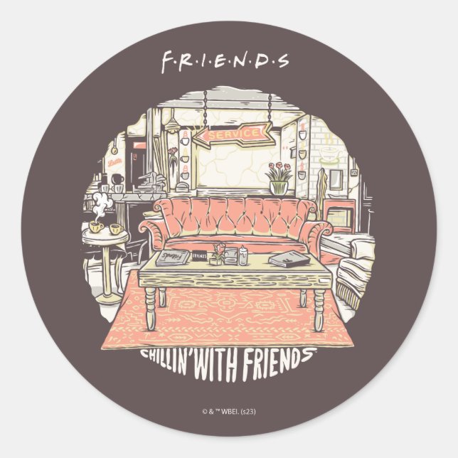 Sticker Rond Dessin de Chillin avec AMIS™ (Devant)