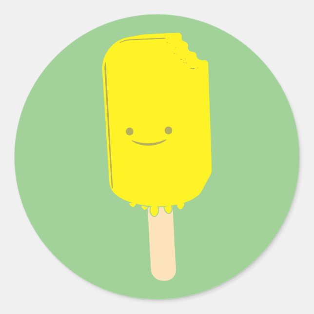 Sticker Rond Dessin de dessin de Popsicle de citron (Devant)