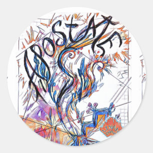 Sticker Rond Dessin de Doodle gratuit coloré Apostate