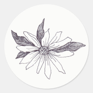 Sticker Rond Dessin de fleurs