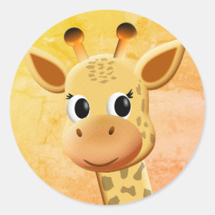 Sticker Rond Dessin de Giraffe Bébé mignonne