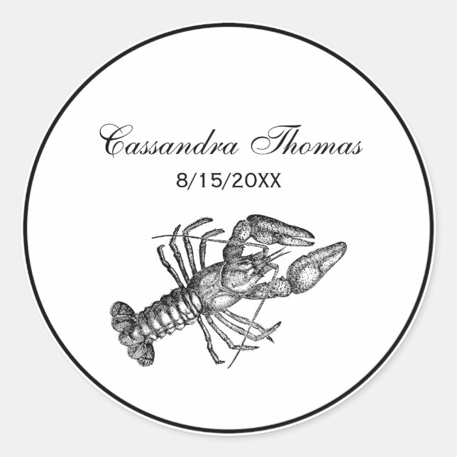 Sticker Rond Dessin de homard vintage no 1 (Devant)