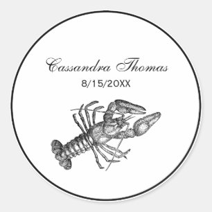 Sticker Rond Dessin de homard vintage no 1