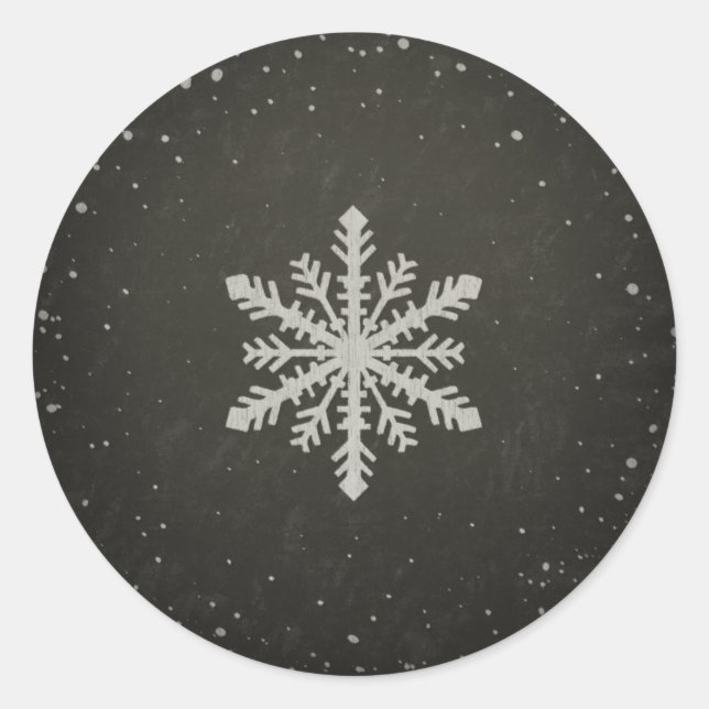 Sticker Rond Dessin de la baleine blanche de flocon d'hiver (Devant)