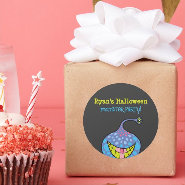 Sticker Rond Dessin de la fête d'Halloween de l'Alien du Monstr (Fête)