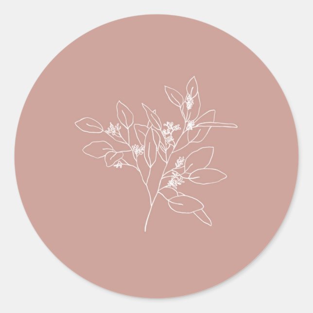 Sticker Rond dessin de ligne eucalyptus (Devant)