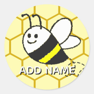 Sticker Rond Dessin de nid d'abeille personnalisé avec nom