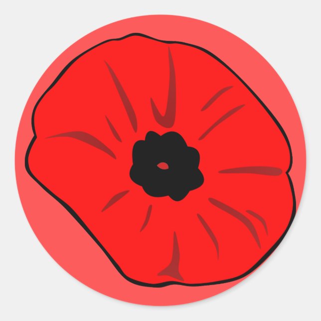 Sticker Rond Dessin de pavot (Devant)