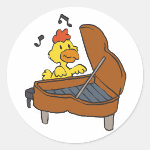 Sticker Rond Dessin de piano de poulet   Choisir la couleur arr
