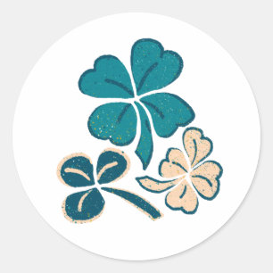 Sticker Rond Dessin de Shamrock vert irlandais