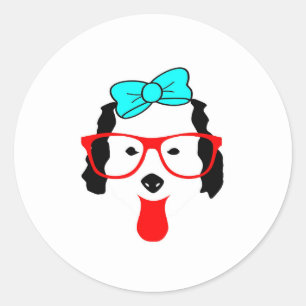 Sticker Rond Dessin de tête de chien drôle mignon