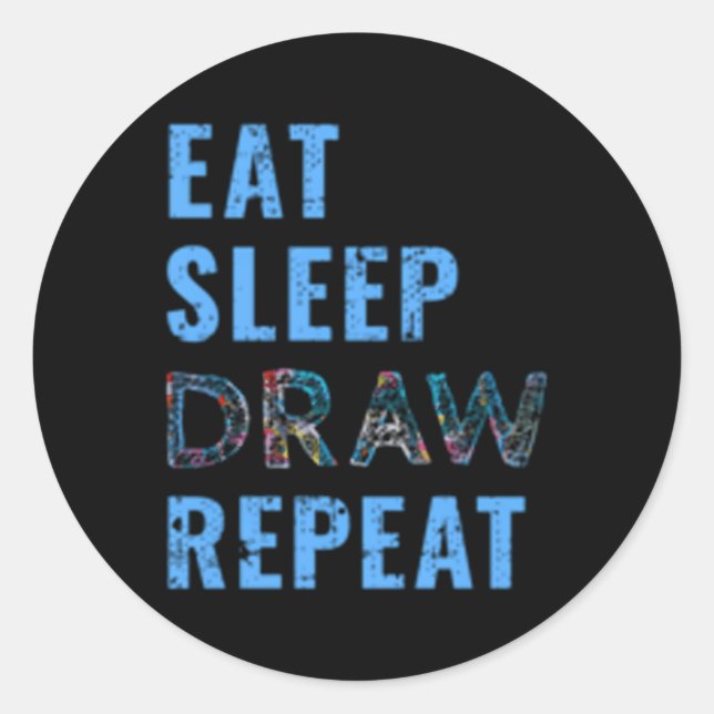 Sticker Rond Dessin Dessin Dessin Dormir Répétition (Devant)
