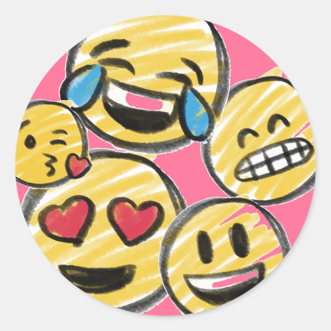 Sticker Rond Dessin Doodle Emoji Tween Ado Anniversaire (Devant)