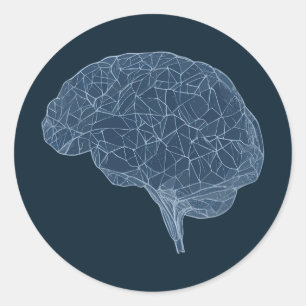 Sticker Rond Dessin du cerveau polygonal - Réseau neuronal