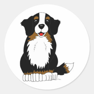 Sticker Rond Dessin du chien de montagne bernois