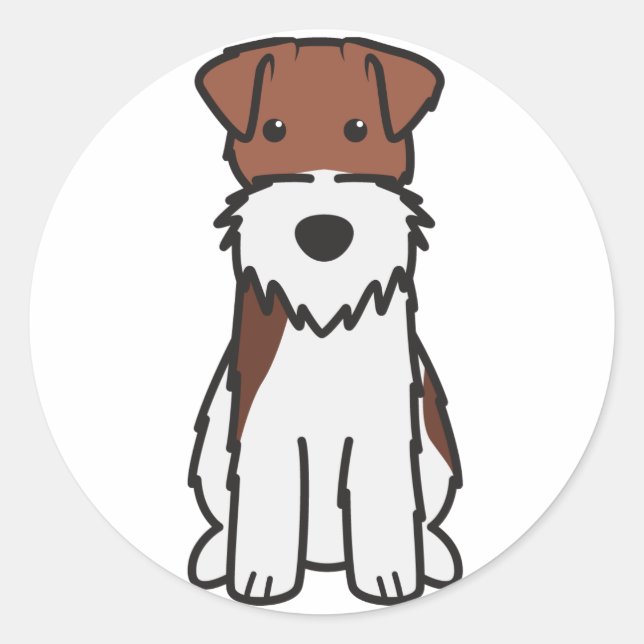 Sticker Rond Dessin du chien de Terrier Fox Wire (Devant)
